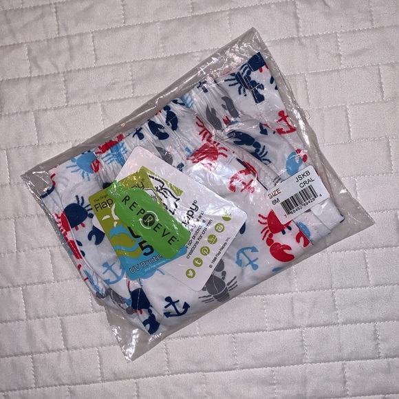NWT Flap Happy Swim Trunks, Blue & Red Crab & Lobster Design, Boys Size 6M - Picture 10 of 10